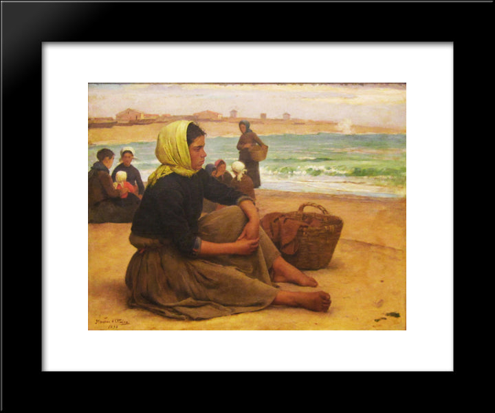 A Apanha Do Sargaco 20x24 Black Modern Wood Framed Art Print Poster by Silva Porto, Antonio da