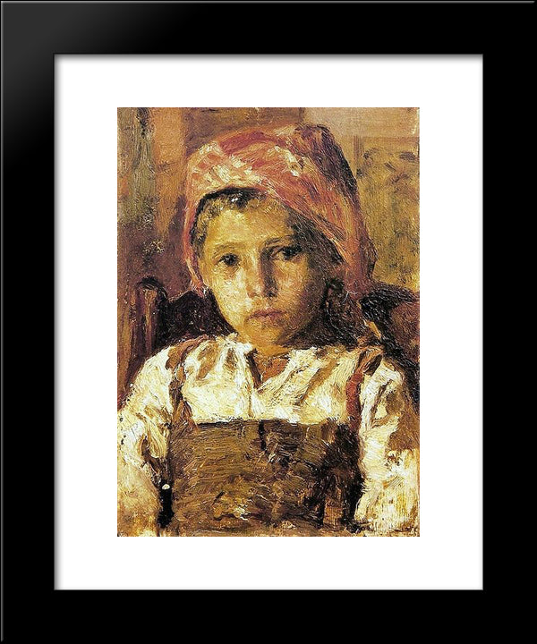 Head Of A Girl 20x24 Black Modern Wood Framed Art Print Poster by Silva Porto, Antonio da