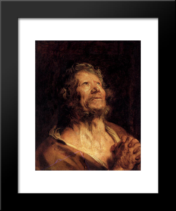 An Apostle With Folded Hands 20x24 Black Modern Wood Framed Art Print Poster by van Dyck, Anthony