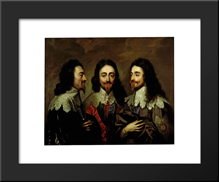 Charles I In Three Positions 20x24 Black Modern Wood Framed Art Print Poster by van Dyck, Anthony