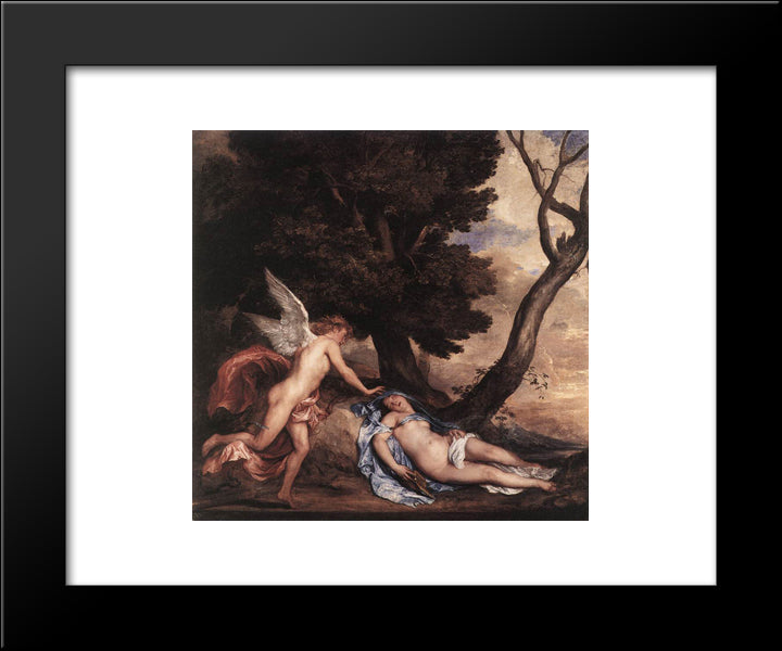 Cupid And Psyche 20x24 Black Modern Wood Framed Art Print Poster by van Dyck, Anthony