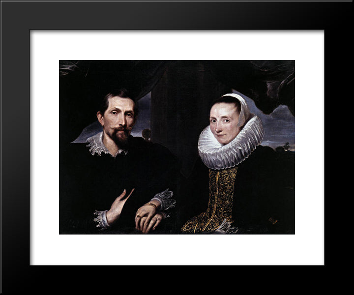 Double Portrait Of The Painter Frans Snyders And His Wife 20x24 Black Modern Wood Framed Art Print Poster by van Dyck, Anthony
