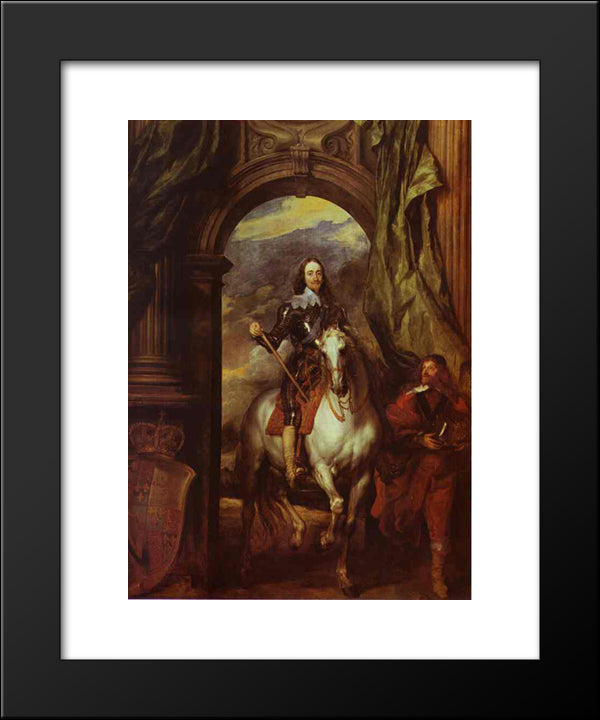 Equestrian Portrait Of Charles I, King Of England With Seignior De St Antoine 20x24 Black Modern Wood Framed Art Print Poster by van Dyck, Anthony