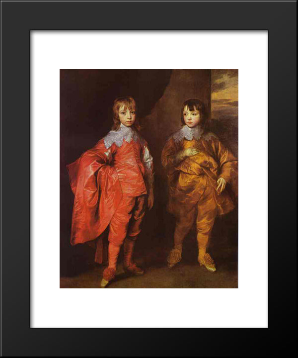 George Villiers, 2Nd Duke Of Buckingham And His Brother Lord Francis Villiers 20x24 Black Modern Wood Framed Art Print Poster by van Dyck, Anthony