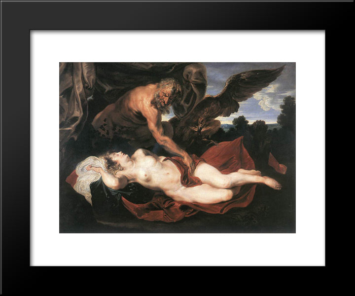 Jupiter And Antiope 20x24 Black Modern Wood Framed Art Print Poster by van Dyck, Anthony