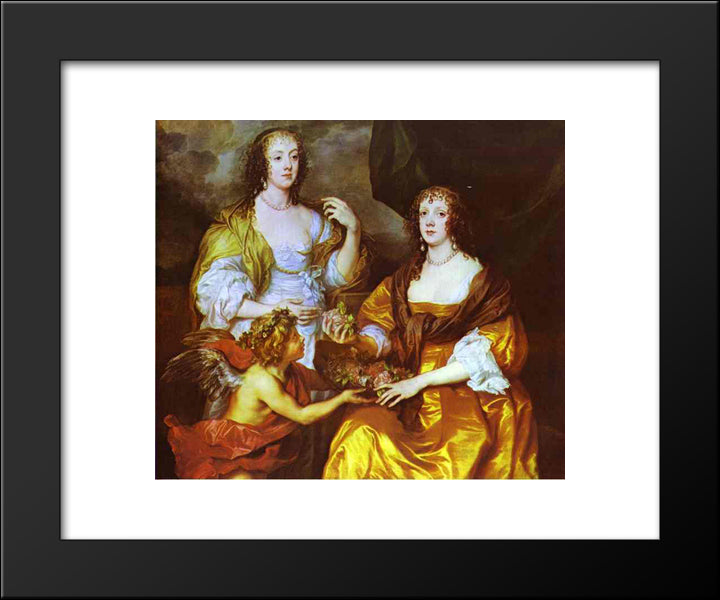 Lady Elizabeth Thimbleby And Dorothy, Viscountess Andover 20x24 Black Modern Wood Framed Art Print Poster by van Dyck, Anthony