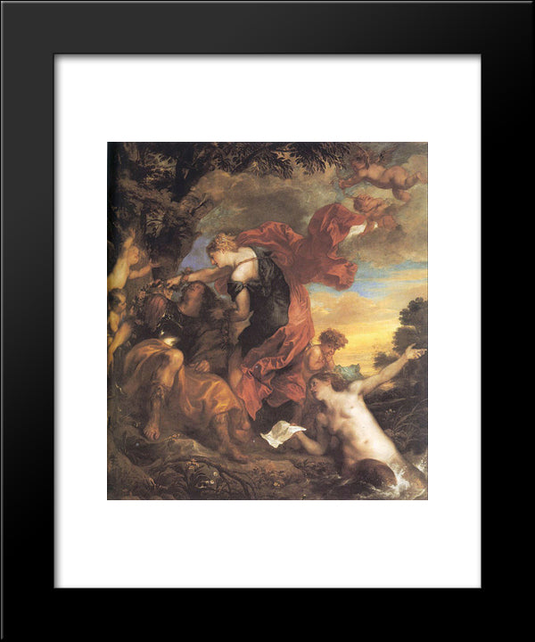 Rinaldo And Armida 20x24 Black Modern Wood Framed Art Print Poster by van Dyck, Anthony
