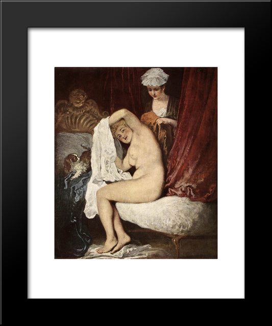 The Toilette 20x24 Black Modern Wood Framed Art Print Poster by Watteau, Antoine