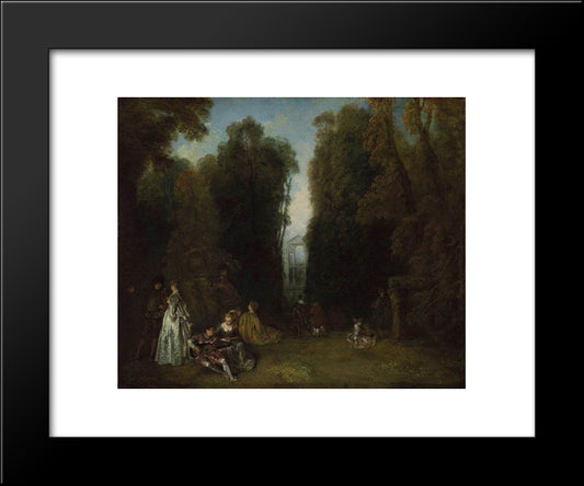 View Through The Trees In The Park Of Pierre Crozat 20x24 Black Modern Wood Framed Art Print Poster by Watteau, Antoine