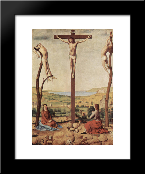 Crucifixion 20x24 Black Modern Wood Framed Art Print Poster by Messina, Antonello da