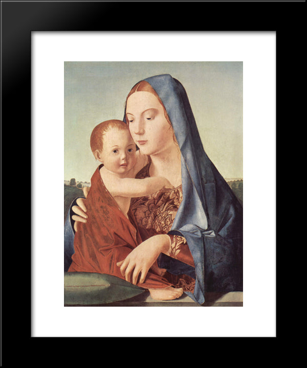 Madonna And Child (Madonna Benson) 20x24 Black Modern Wood Framed Art Print Poster by Messina, Antonello da