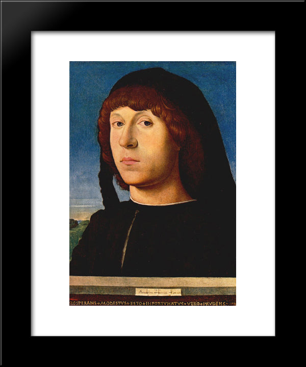 Portrait Of A Young Man 20x24 Black Modern Wood Framed Art Print Poster by Messina, Antonello da