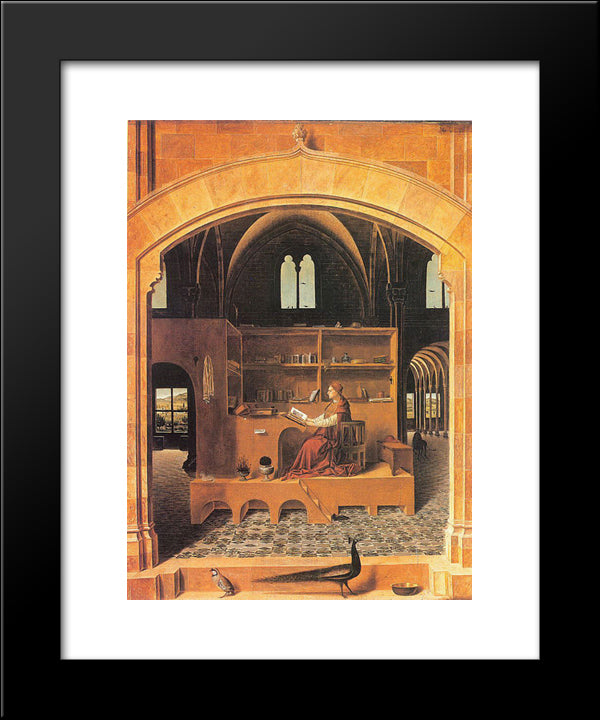 St. Jerome In His Study 20x24 Black Modern Wood Framed Art Print Poster by Messina, Antonello da