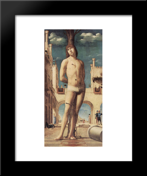 St. Sebastian 20x24 Black Modern Wood Framed Art Print Poster by Messina, Antonello da