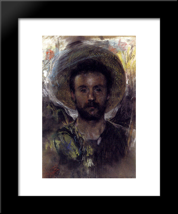 Self-Portrait 20x24 Black Modern Wood Framed Art Print Poster by Mancini, Antonio