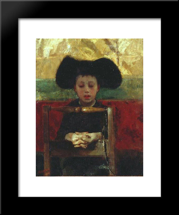 The Little Seminarian 20x24 Black Modern Wood Framed Art Print Poster by Mancini, Antonio