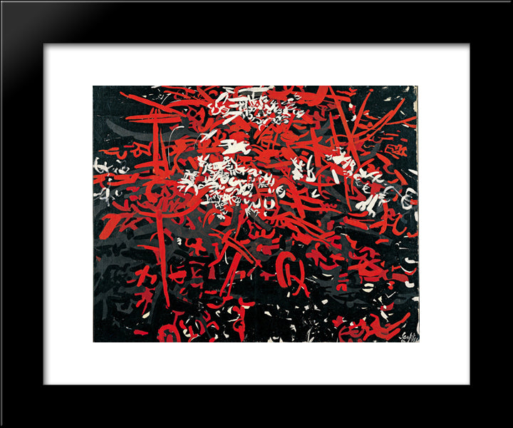 Nero E Rosso (Schermo Astratto 2855) 20x24 Black Modern Wood Framed Art Print Poster by Sanfilippo, Antonio