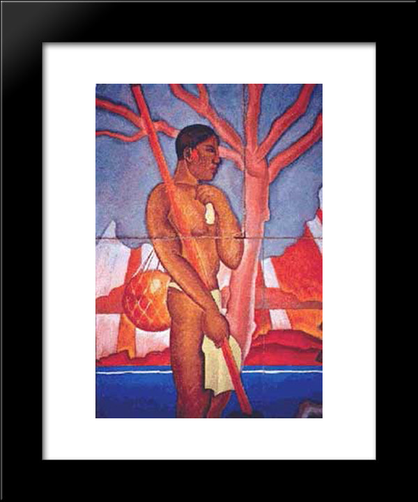 Hawaiian Figure 20x24 Black Modern Wood Framed Art Print Poster by Manookian, Arman