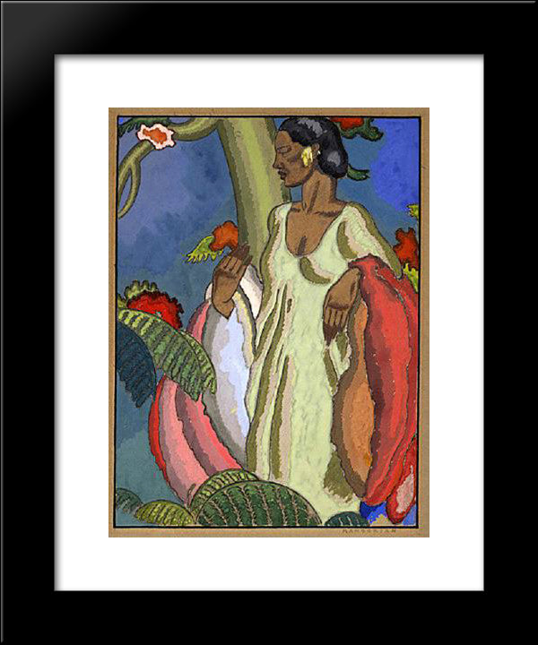 The Lei Seller 20x24 Black Modern Wood Framed Art Print Poster by Manookian, Arman