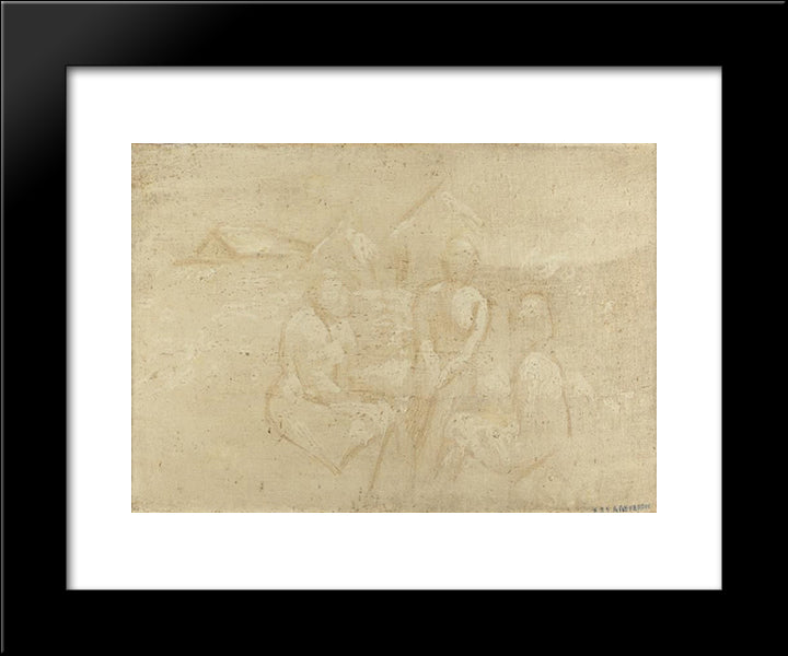 Tres Figuras 20x24 Black Modern Wood Framed Art Print Poster by Reveron, Armando