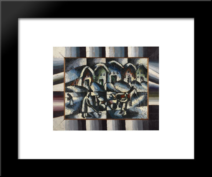 Schneeschipper (Snow Shovellers) 20x24 Black Modern Wood Framed Art Print Poster by Segal, Arthur