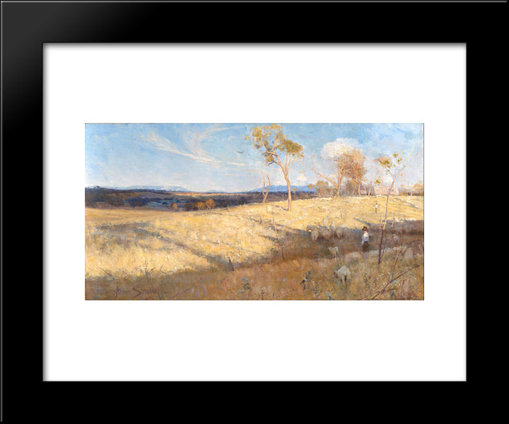Golden Summer, Eaglemont 20x24 Black Modern Wood Framed Art Print Poster by Streeton, Arthur