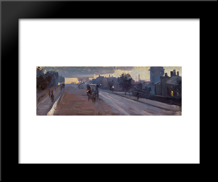 Hoddle Street, 10 P.M. 20x24 Black Modern Wood Framed Art Print Poster by Streeton, Arthur