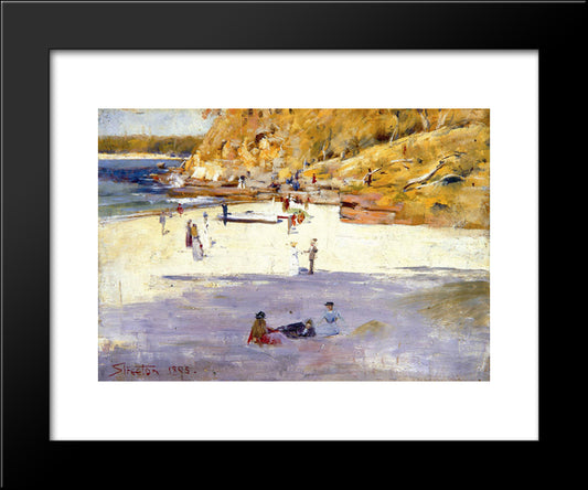 Manly Beach 20x24 Black Modern Wood Framed Art Print Poster by Streeton, Arthur