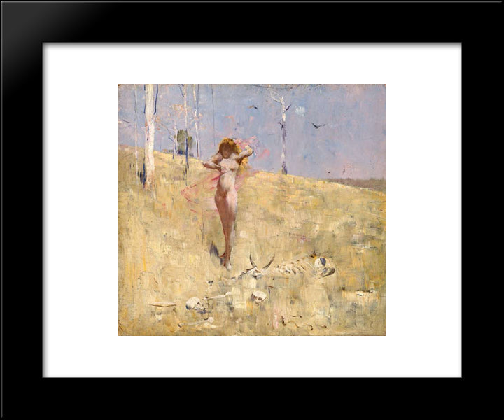 Spirit Of The Drought 20x24 Black Modern Wood Framed Art Print Poster by Streeton, Arthur