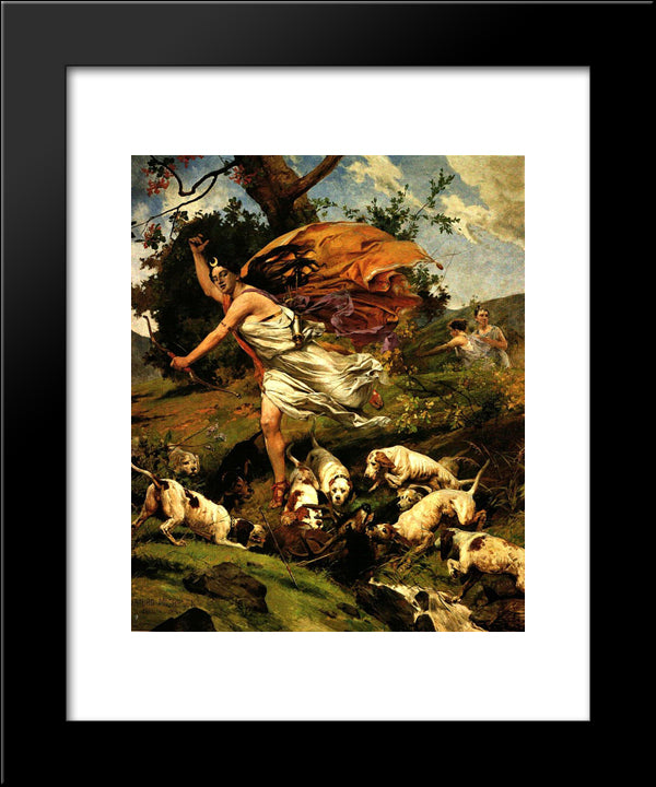 Diana Cazadora 20x24 Black Modern Wood Framed Art Print Poster by Michelena, Arturo