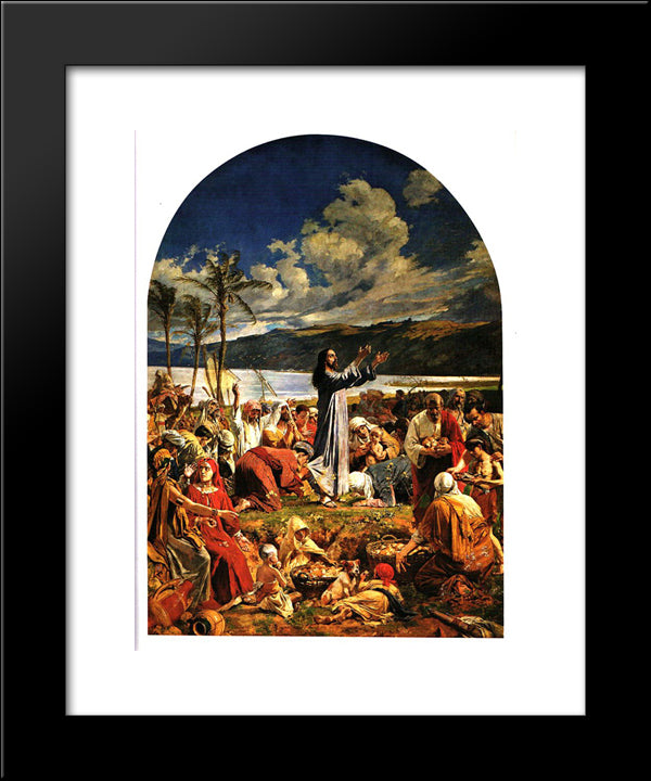 La Multiplicacion De Los Panes Y Peces 20x24 Black Modern Wood Framed Art Print Poster by Michelena, Arturo