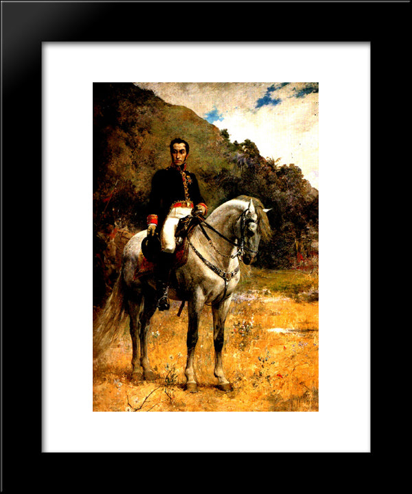 Retrato Ecuestre De Bolivar 20x24 Black Modern Wood Framed Art Print Poster by Michelena, Arturo
