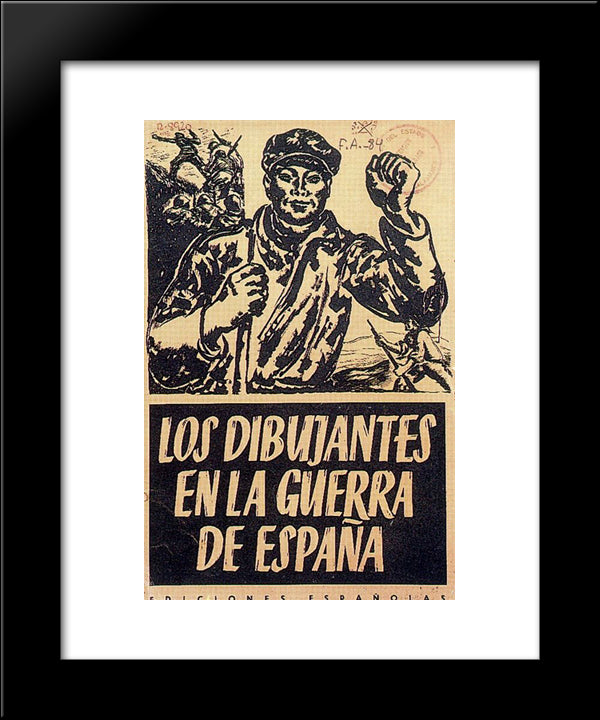 Album Cover 'The Artists Are On The War In Spain' 20x24 Black Modern Wood Framed Art Print Poster by Souto, Arturo
