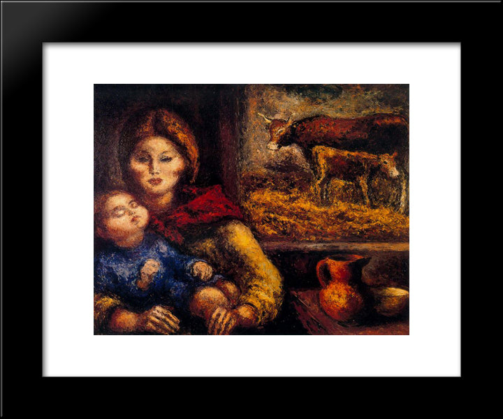 Double Maternity 20x24 Black Modern Wood Framed Art Print Poster by Souto, Arturo