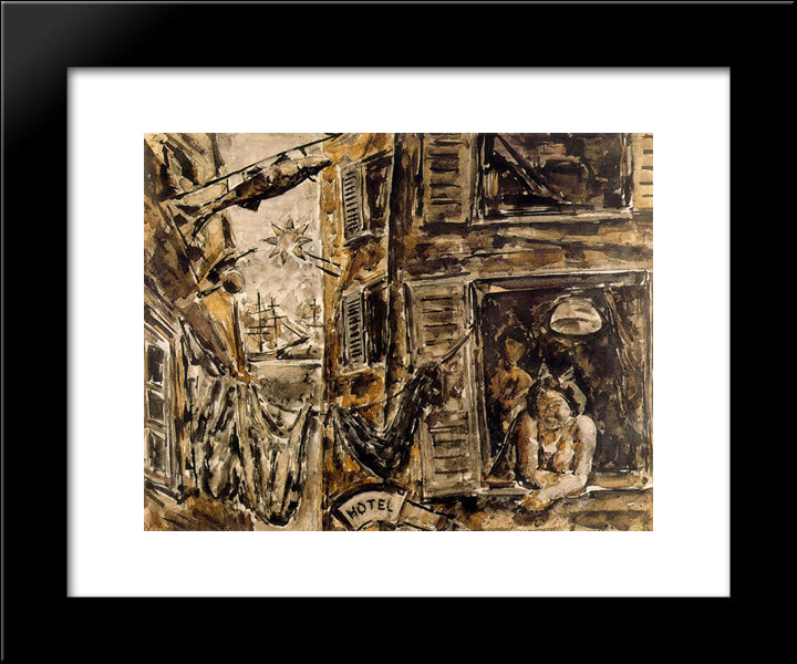 Harbour Scene 20x24 Black Modern Wood Framed Art Print Poster by Souto, Arturo