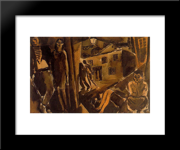 Paris At Night 20x24 Black Modern Wood Framed Art Print Poster by Souto, Arturo