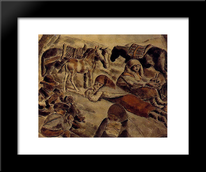 Stamp 20x24 Black Modern Wood Framed Art Print Poster by Souto, Arturo
