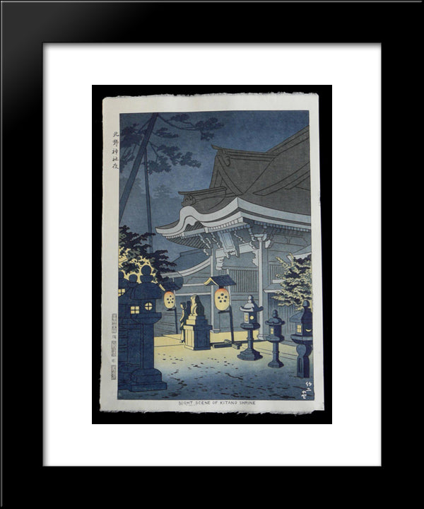 Night Scene Of Kitano Shrine 20x24 Black Modern Wood Framed Art Print Poster by Takeji, Asano