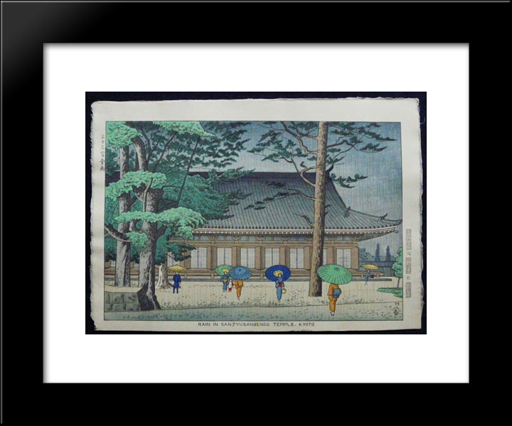 Rain In Sanjyusangendo Temple, Kyoto 20x24 Black Modern Wood Framed Art Print Poster by Takeji, Asano