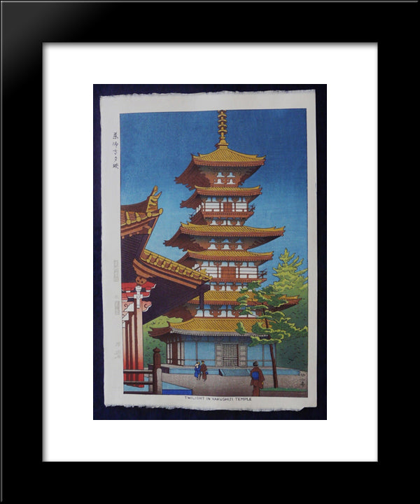 Twilight At Yakushiji Temple 20x24 Black Modern Wood Framed Art Print Poster by Takeji, Asano