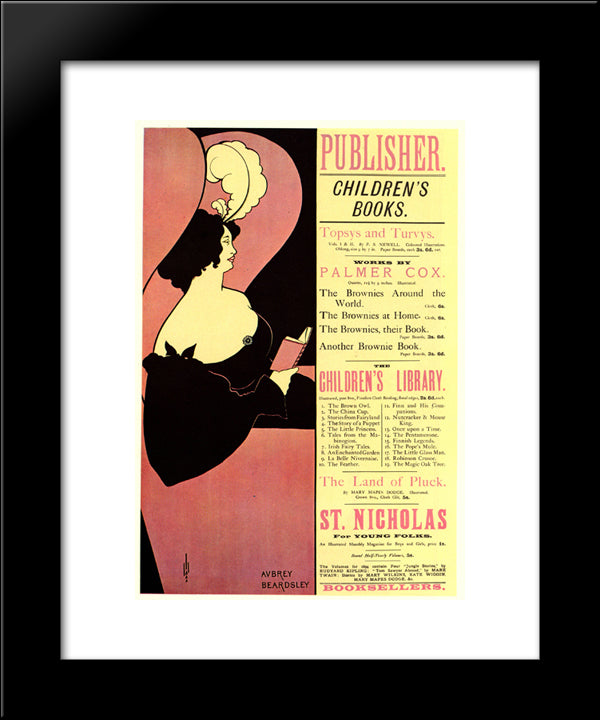 Advertisement For Children'S Books 20x24 Black Modern Wood Framed Art Print Poster by Beardsley, Aubrey