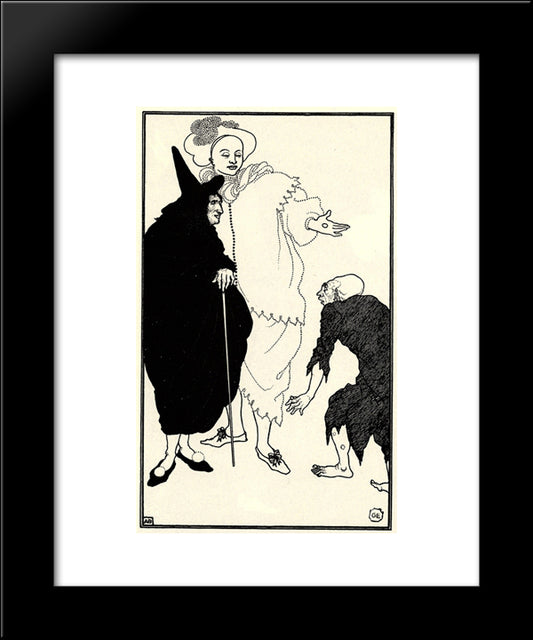 Don Juan, Sganarelle And The Beggar 20x24 Black Modern Wood Framed Art Print Poster by Beardsley, Aubrey
