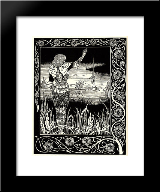 Excalibur In The Lake 20x24 Black Modern Wood Framed Art Print Poster by Beardsley, Aubrey