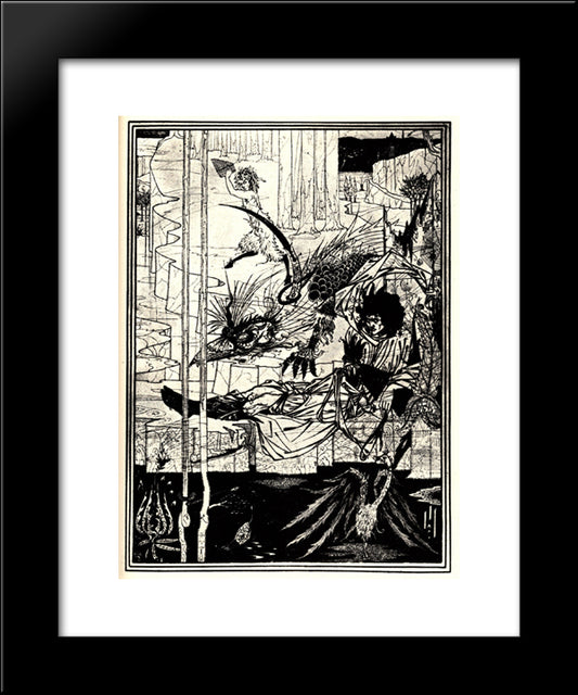 How King Arthur Saw The Questing Beast 20x24 Black Modern Wood Framed Art Print Poster by Beardsley, Aubrey