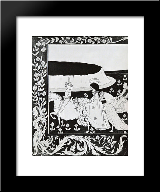 How Queen Guenever Rode On Maying I 20x24 Black Modern Wood Framed Art Print Poster by Beardsley, Aubrey