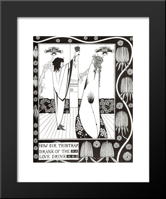 How Sir Tristram Drank Of The Love Drink 20x24 Black Modern Wood Framed Art Print Poster by Beardsley, Aubrey