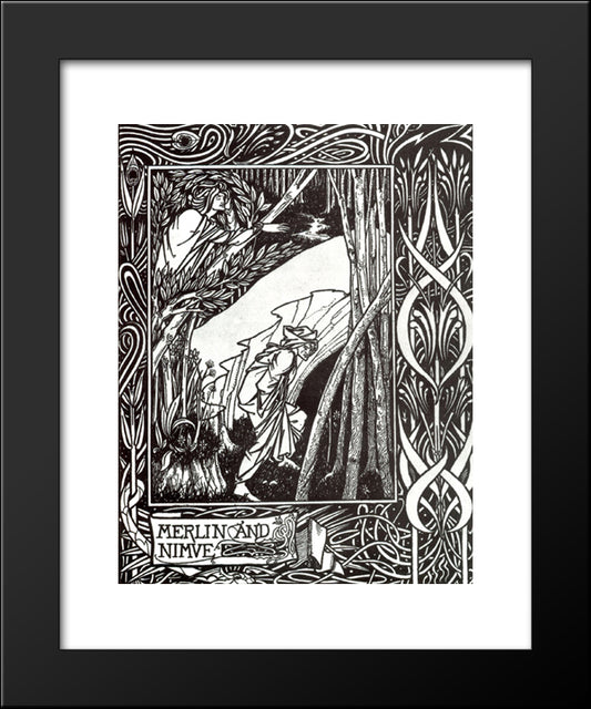 Merlin And Nimue 20x24 Black Modern Wood Framed Art Print Poster by Beardsley, Aubrey