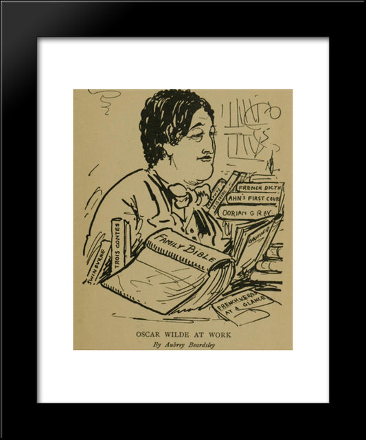 Oscar Wilde At Work 20x24 Black Modern Wood Framed Art Print Poster by Beardsley, Aubrey