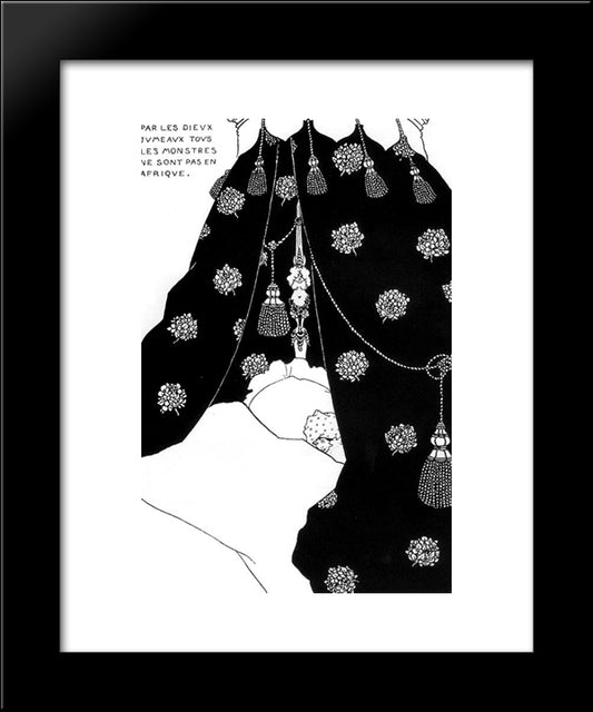 Portrait Of Himself In Bed 20x24 Black Modern Wood Framed Art Print Poster by Beardsley, Aubrey