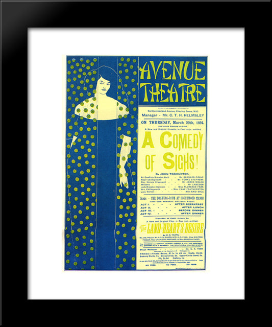 Poster Advertising 'A Comedy Of Sighs', A Play By John Todhunter 20x24 Black Modern Wood Framed Art Print Poster by Beardsley, Aubrey